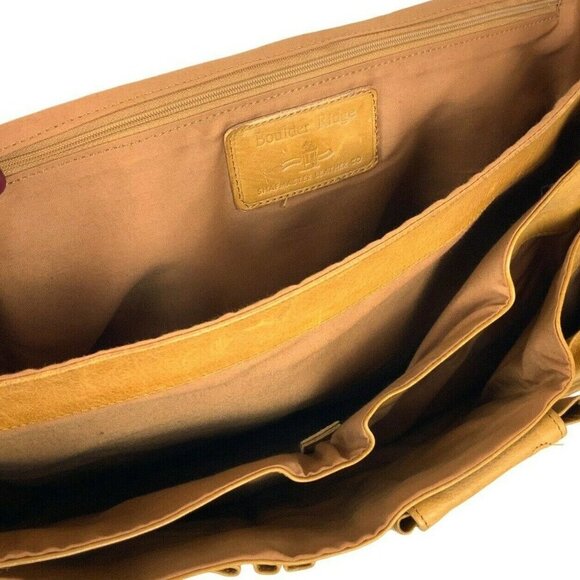 Vintage Shafmaster Leather Briefcase Tan With Shoulder Strap & Organizer Pockets - Picture 7 of 12